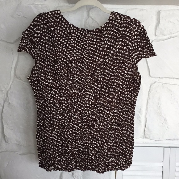 Essentials by Milano Tops - Milano Brown and White Crinkle Fabric Top